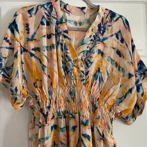 Anthropologie Love Kyla Joclyn Silk Blend Maxi Dress Embroidered Size S